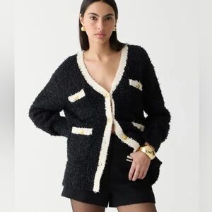 NWT - J Crew - Longer Sweater Lady Jacket in contrast yarn